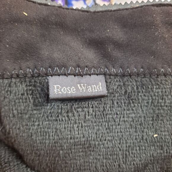 Rose Wand OTK Embroidered Boots Women's 12M Fabric Upper Black Renaissance Boho - Picture 8 of 13